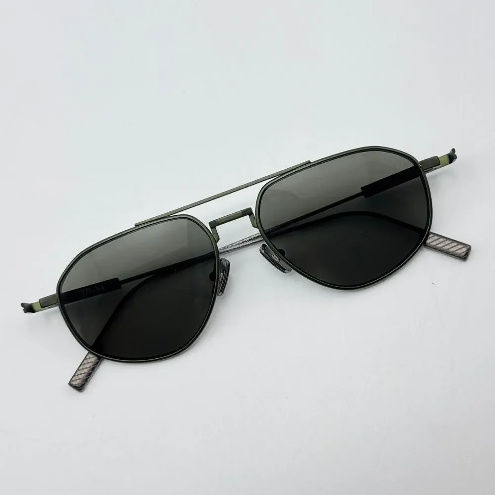 Ermenegildo Zegna Sunglasses EZ0289 97N Matte Dark Green Frame Green Lens 56mm